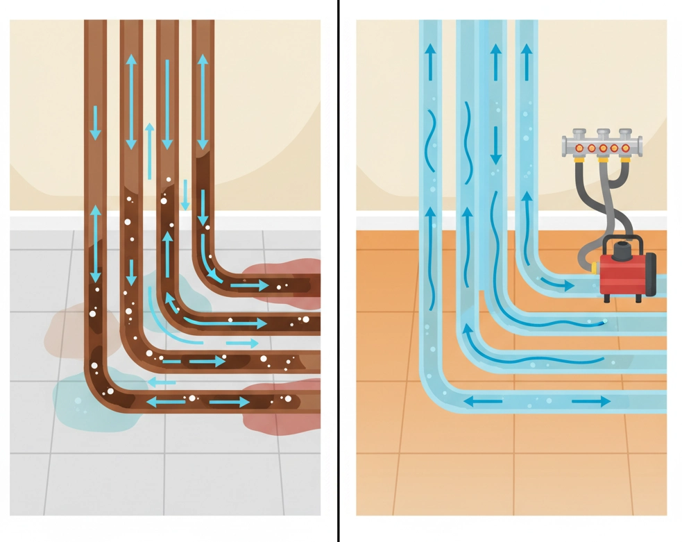 Oude vloerverwarming